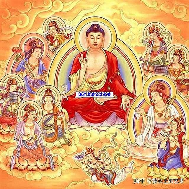 一幅佛教绘画中的神圣意境-神人佛8客