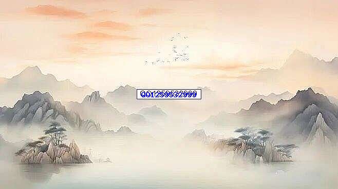 山峦山水画中式水墨画