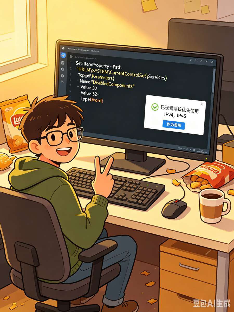 1️⃣ 一键设置：IPv4 优先，IPv6 备用（推荐）Windows 系统专用-神人佛8客